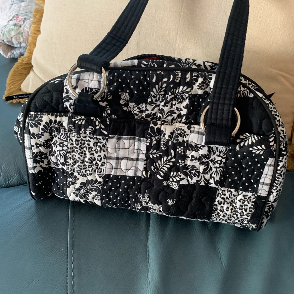 Donna Sharp- Black/White Patchwork Design Purse - image 2